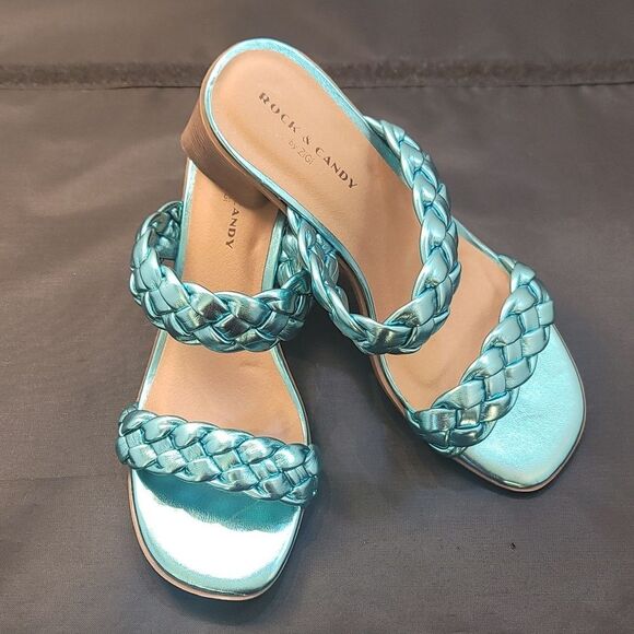 BRAND NEW ROCK&CANDY BY ZIGI DOUBLE BRAIDED STRAPS LOW BLOCK-HEEL SANDAL - Picture 1 of 16